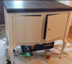 old phonograph makeover, decoupage, painted furniture, shabby chic