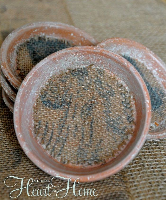 13 awesome ways to reuse a terra cotta saucer, Use small saucers as stylish coasters