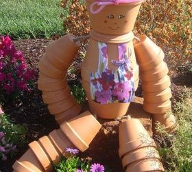 13 awesome ways to reuse a terra cotta saucer, Put together a fun pot girl for the garden