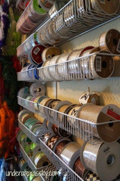 ribbon storage, craft rooms, crafts, diy, organizing, shelving ideas, storage ideas