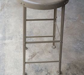 q upcycle metal stool to patio table, painted furniture, painting over finishes, repurposing upcycling, tiling, Stool