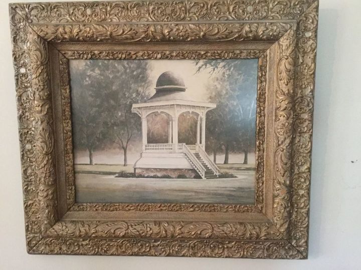 q does this frame work, home decor, home decor dilemma, Print of gazebo in our city park in very old frame