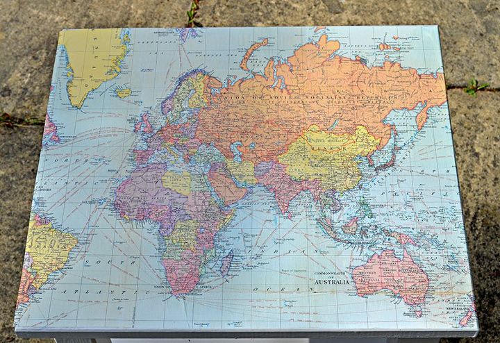 ikea map table hack, decoupage, how to, painted furniture