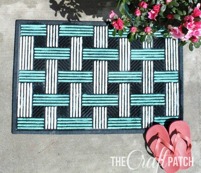 s 11 inviting welcome mats that will make your neighbors smile, crafts, outdoor furniture, porches, Paint parts of an old rubber mat to stand out