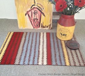 s 11 inviting welcome mats that will make your neighbors smile, crafts, outdoor furniture, porches, Stencil a warm pattern over an old mat