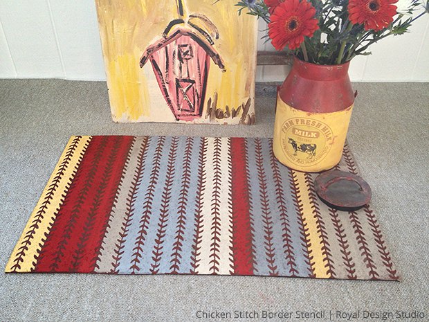 s 11 inviting welcome mats that will make your neighbors smile, crafts, outdoor furniture, porches, Stencil a warm pattern over an old mat