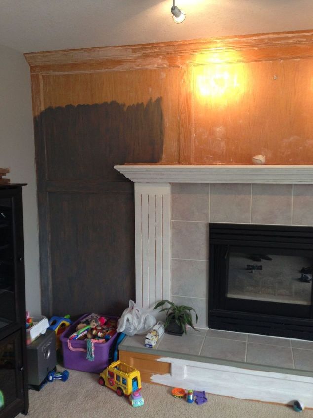 the trick to making builder grade oak beautiful , diy, fireplaces mantels, how to, painting