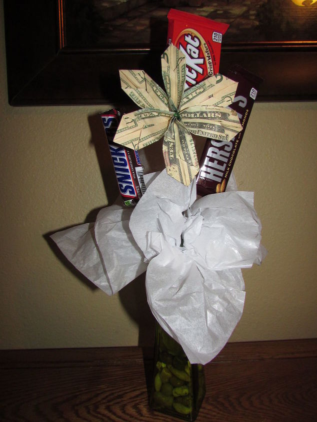 origami flower and candy bouquet , crafts, repurposing upcycling