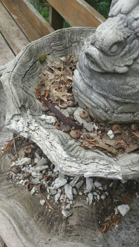 can this falling apart water fountain be saved, In addition to several cracks across the lip of the middle bowl it is crumbling along the edge