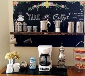 create chalky wall coffee beverage bar station in your home, chalkboard paint, kitchen design, organizing