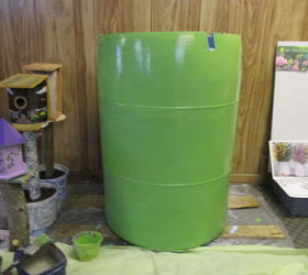 re purposed 55 gallon vinegar barrel now rain water collector, gardening, go green, homesteading