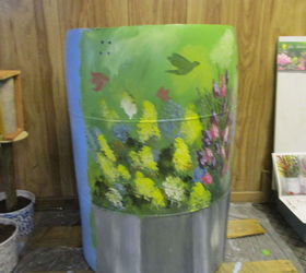 re purposed 55 gallon vinegar barrel now rain water collector, gardening, go green, homesteading