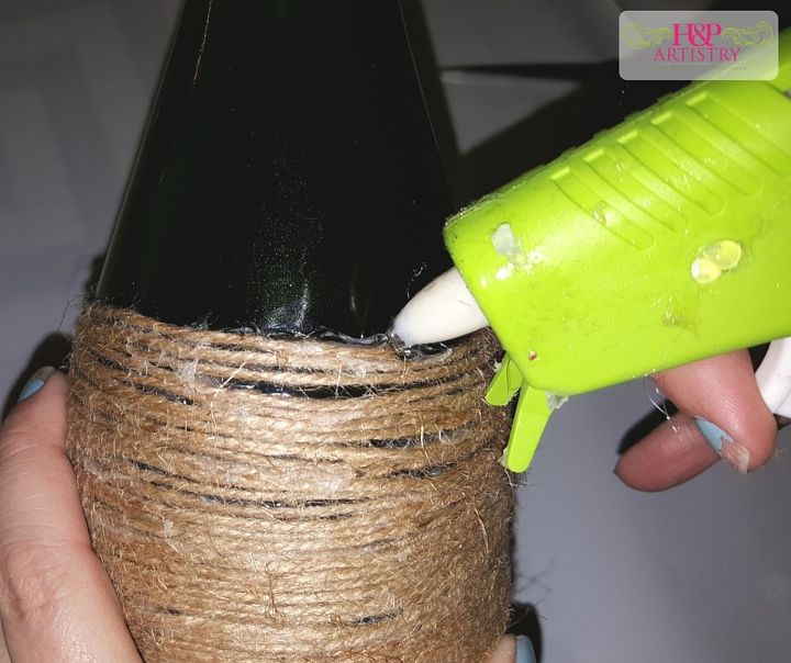 twine bottle candle holder, crafts, how to