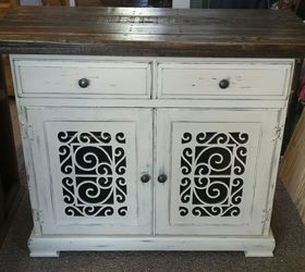 before and after cabinet makeover with scrollwork doors, diy, doors, kitchen island, pallet, repurposing upcycling