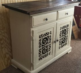 Before and After Cabinet Makeover With Scrollwork Doors
