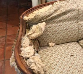 restoring an antique wood frame couch