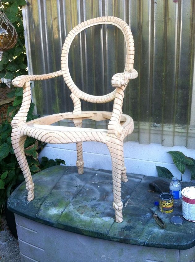 vintage drexel rope and tassel arm chair makeover