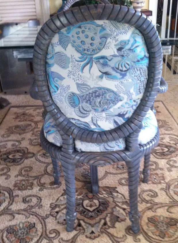 vintage drexel rope and tassel arm chair makeover, painted furniture, reupholster