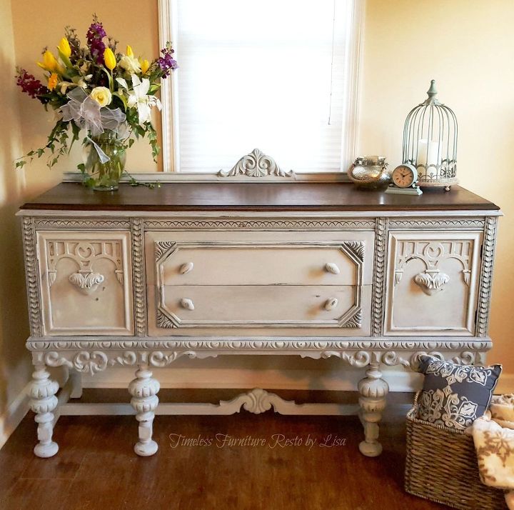 plain old brown jacobean buffet to beautiful buffet