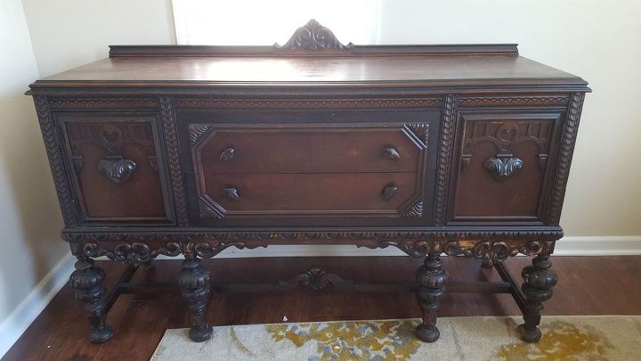 plain old brown jacobean buffet to beautiful buffet