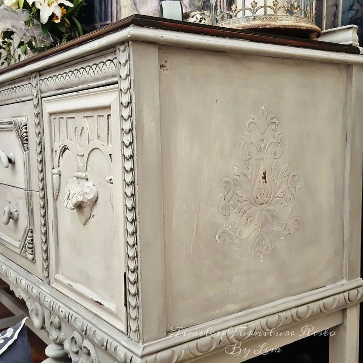 plain old brown jacobean buffet to beautiful buffet