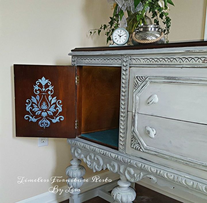 plain old brown jacobean buffet to beautiful buffet