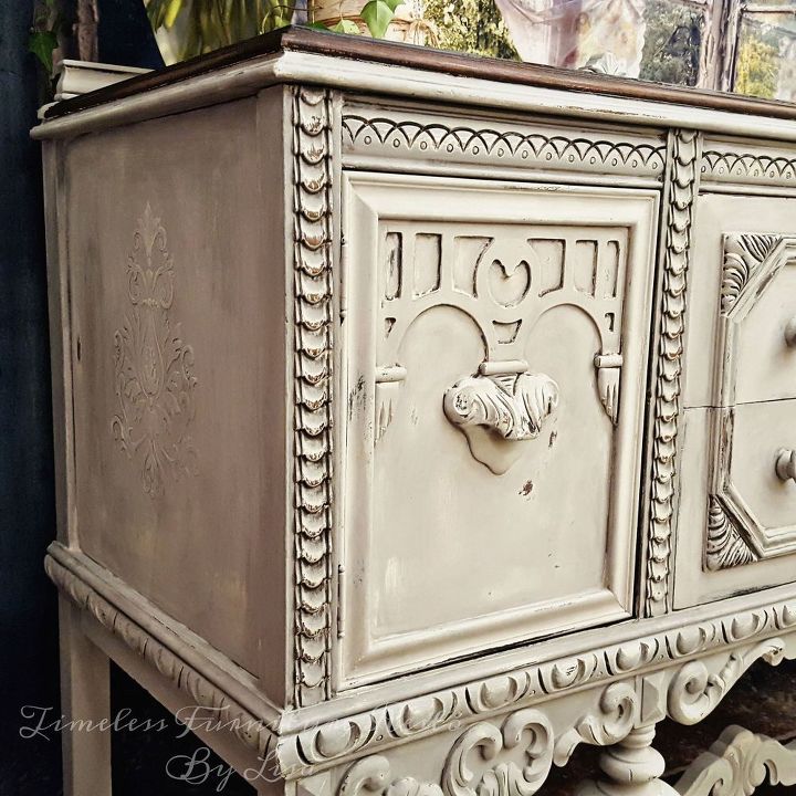 plain old brown jacobean buffet to beautiful buffet