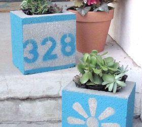 10 genius ways to use cinder blocks in your garden, Turn two blocks into house number planters