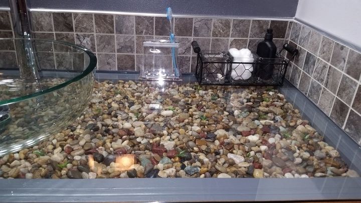How To Make A Pebble And Glass Bathroom Vanity Hometalk