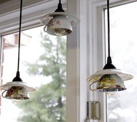 don t ditch your broken teacups til you see what people do with them, Or turn a whole set into many pendant lights