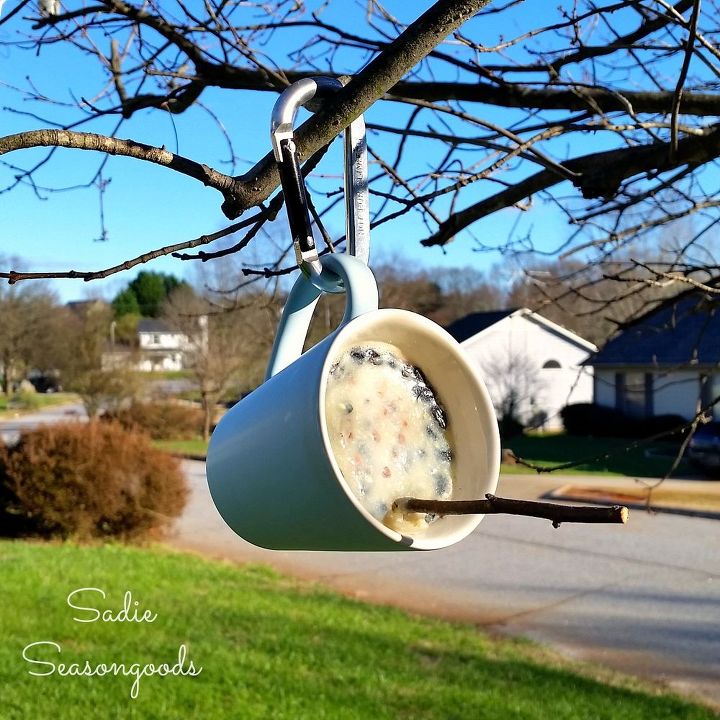 don t ditch your broken teacups til you see what people do with them, Make a DIY bird feed mixture hang it up