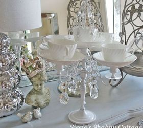 don t ditch your broken teacups til you see what people do with them, Top a candelabra with teacups for candles