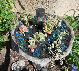 up cycled fountain, container gardening, flowers, gardening, repurposing upcycling, succulents