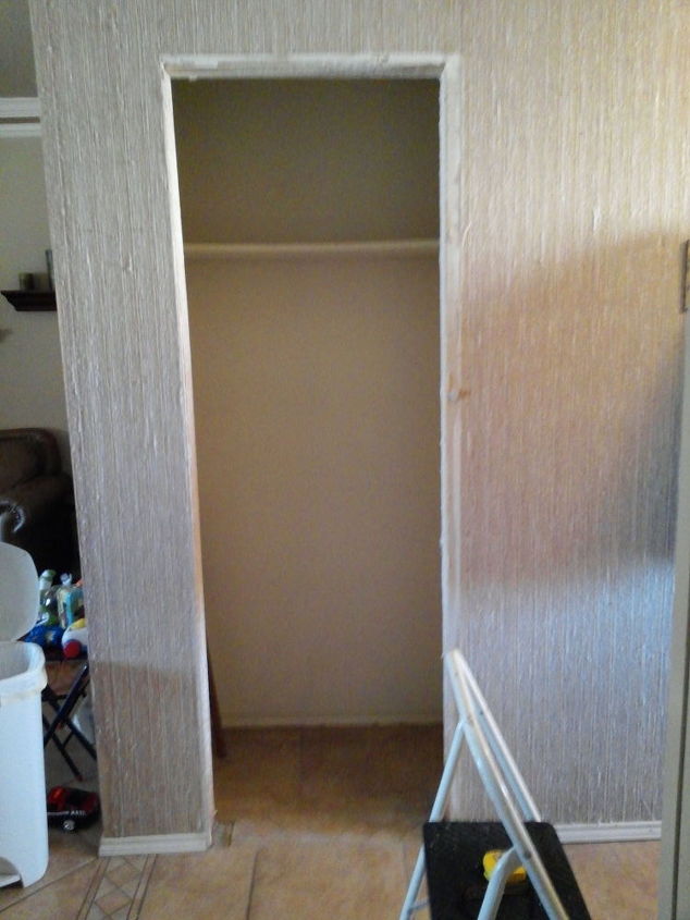 unused coat closet transformed into a welcoming mini mudroom , closet, diy, foyer, home improvement