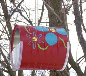s 17 adorable birdfeeders using things you already own, outdoor living, repurposing upcycling, Paint an old coffee can and hang it up