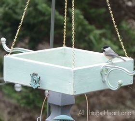 s 17 adorable birdfeeders using things you already own, outdoor living, repurposing upcycling, Attach coat hooks to a tray for more space