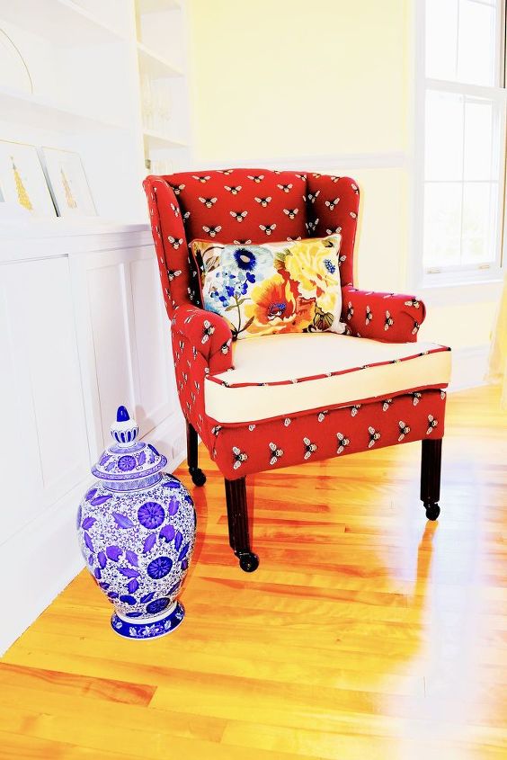 diy wing back chair reupholster