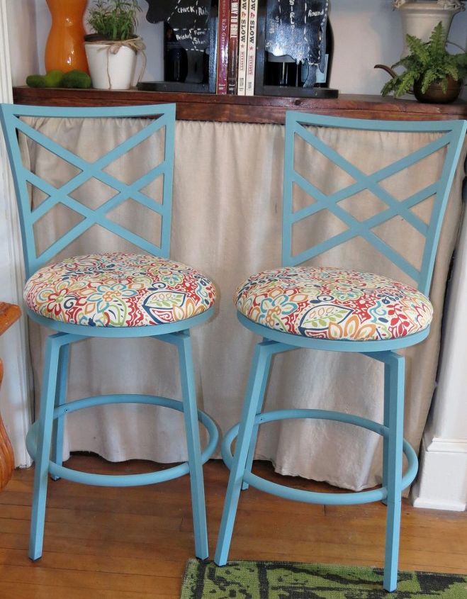 counter stools, chalk paint, painted furniture, reupholster