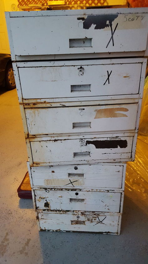 repurposed heavy metal drawers, Seven Drawers Seven Frames Two Towers