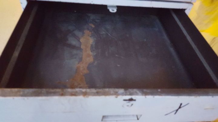 repurposed heavy metal drawers