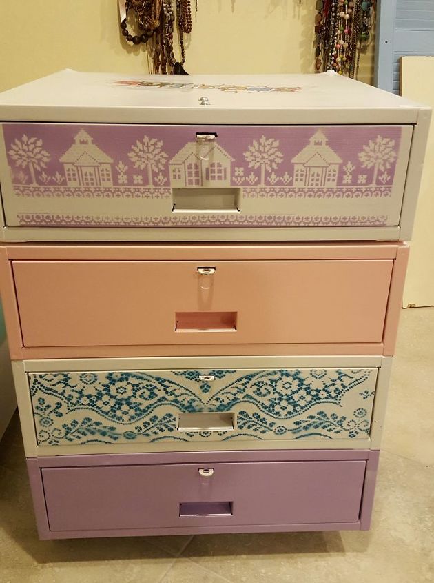 repurposed heavy metal drawers