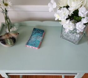 antique table gets a paint makeover in beautiful poetic blue, painted furniture