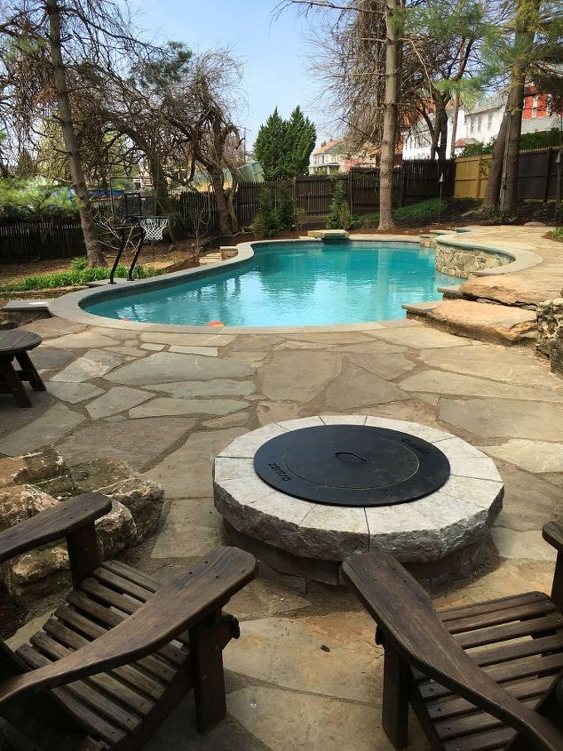natural stone poolside patio outdoor living area drone edition , concrete masonry, landscape, outdoor living, patio, pool designs