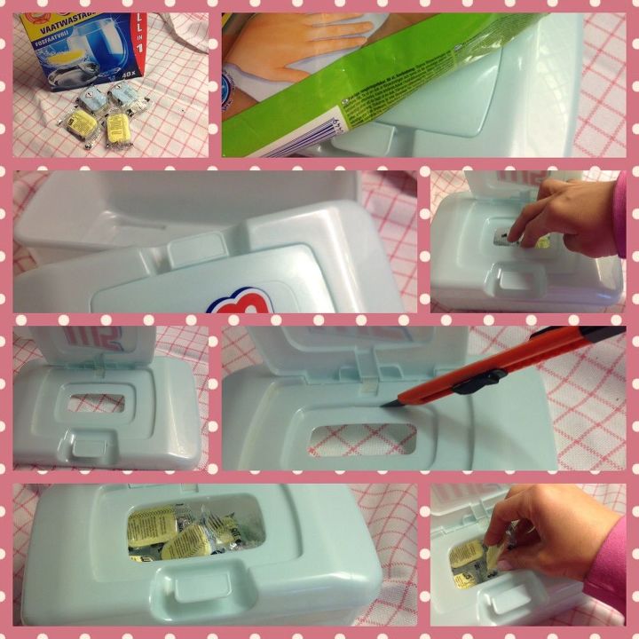 dishwasher tablets plastic box, cleaning tips, repurposing upcycling, storage ideas
