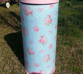 a generic trash can gets a shabby cottage style makeover, painted furniture, shabby chic