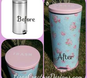 a generic trash can gets a shabby cottage style makeover, painted furniture, shabby chic