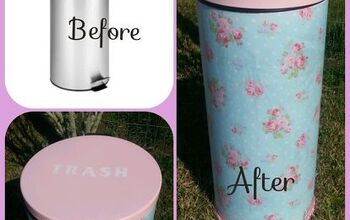 A Generic Trash Can Gets A Shabby Cottage Style Makeover