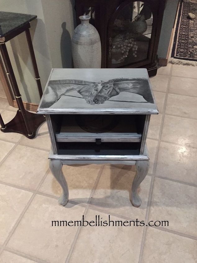 cowgirl s accent table stained art, painted furniture, rustic furniture