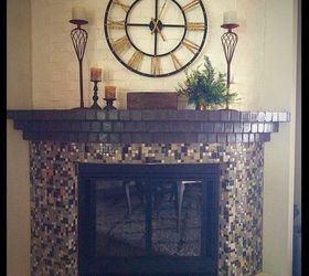 12 simple tricks to amp up the light for your dark fireplace, Lay sparkling tile over rough red brick