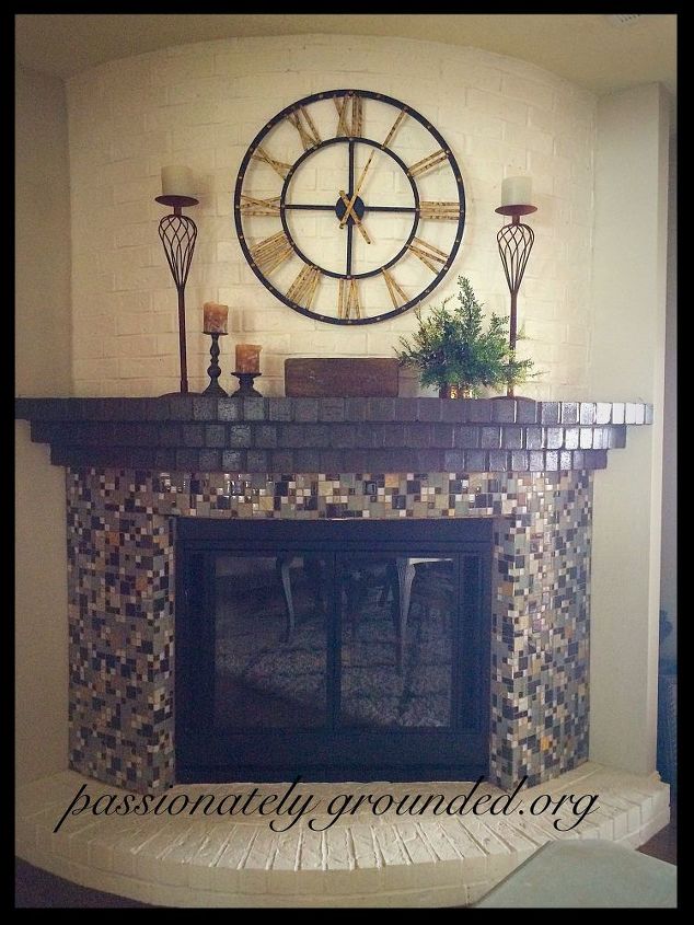 12 simple tricks to amp up the light for your dark fireplace, Lay sparkling tile over rough red brick